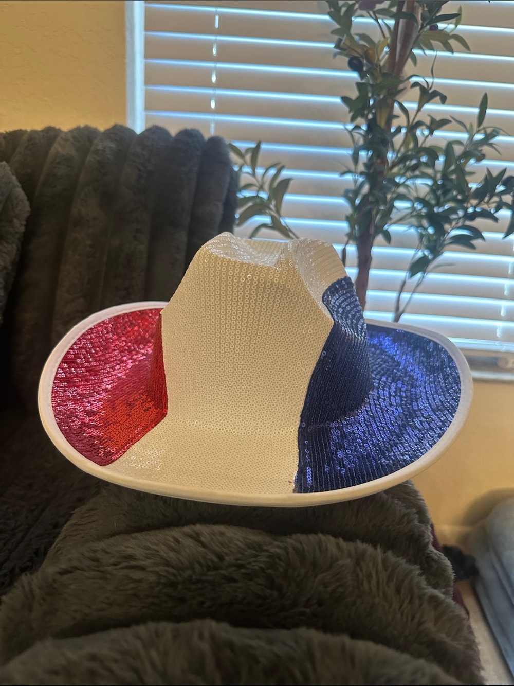 Sequin Cowboy Hat - Patriotic Red, White & Blue